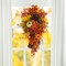 Set of 2 27"H Fall Dahlia Pumpkin, Leaf and Berry Teardrop Swag